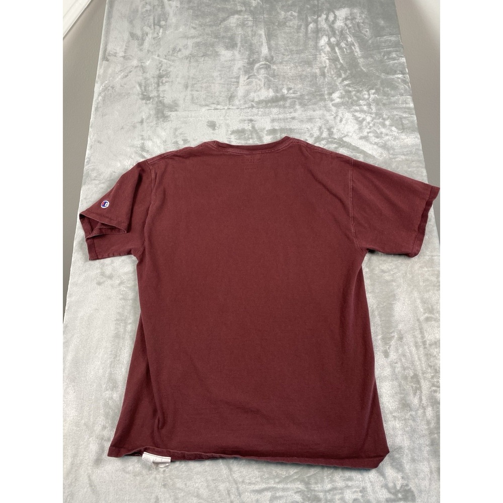 CHAMPION Men's (Size Medium) Burgundy Red Short Sleeve Spellout Logo T-Shirt Top - Picture 5 of 10